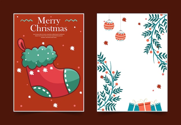 Cartella di auguri di Buon Natale con calza di Natale Collezione