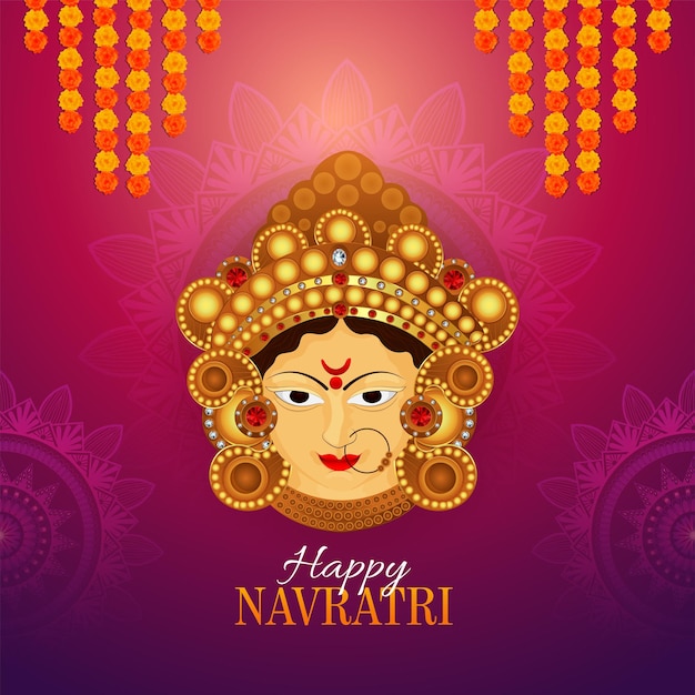 Cartella di auguri per la celebrazione di Navratri con illustrazione vettoriale