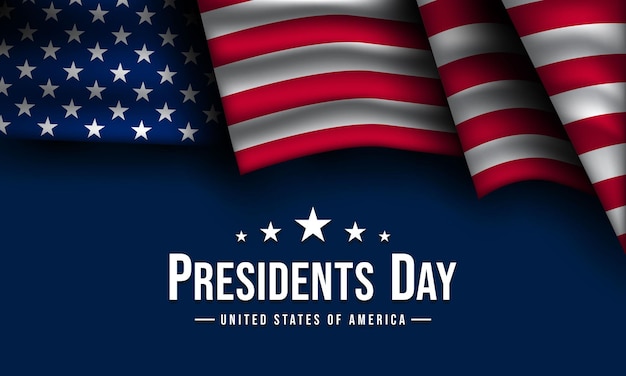 Cartella di auguri per la Giornata dei Presidenti con l'illustrazione della bandiera degli Stati Uniti su sfondo blu
