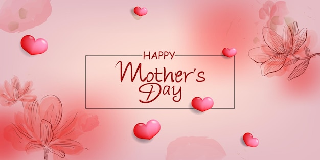 Cartella di auguri per la Giornata delle Madri disegno di sfondo vettoriale Cartolina festiva per la mamma con icona di cuori rosa