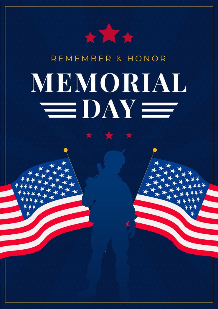 Cartella di congratulazioni per il Memorial Day Illustrazione vettoriale bandiera patriottica americana