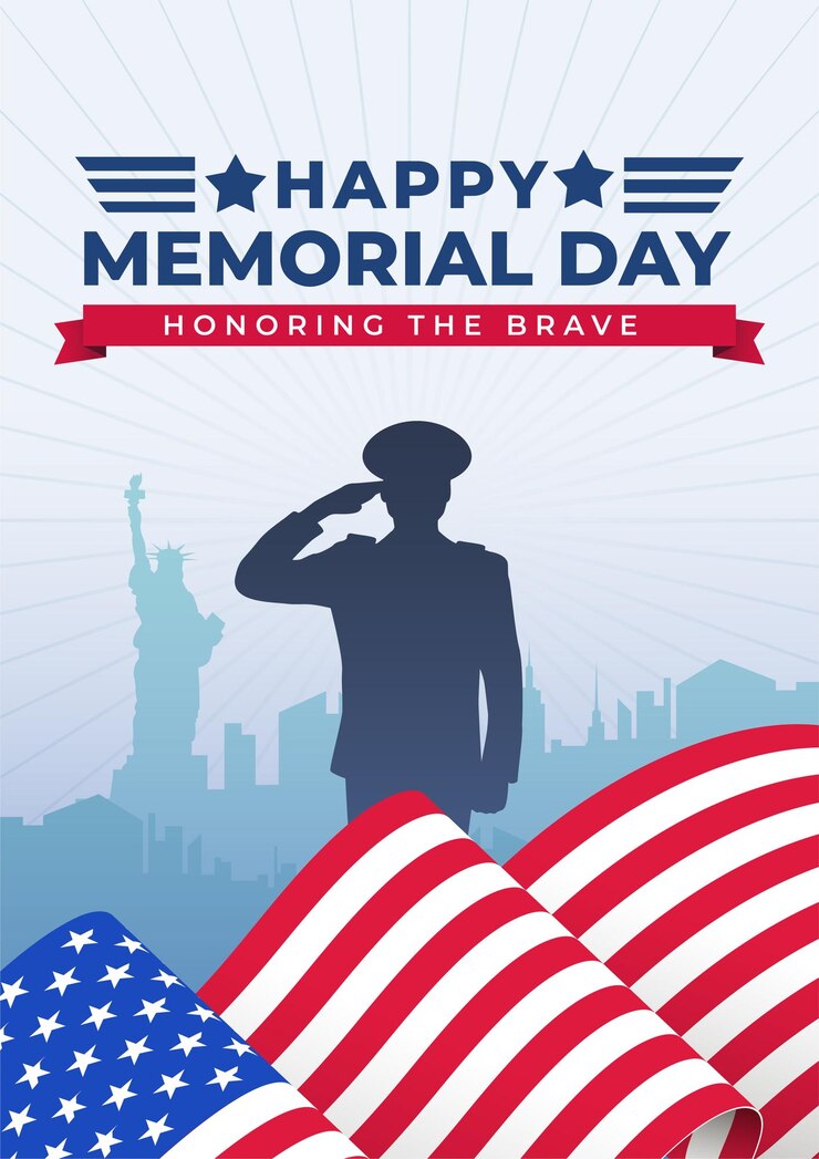 Cartella di congratulazioni per il Memorial Day Illustrazione vettoriale bandiera patriottica americana