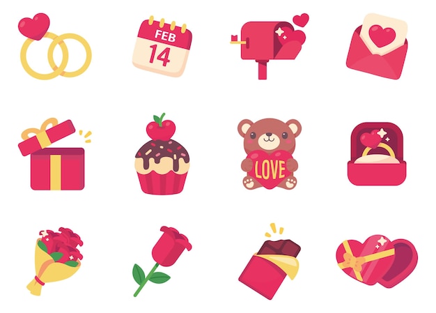 Cartella di San Valentino Elementi decorativi vettore
