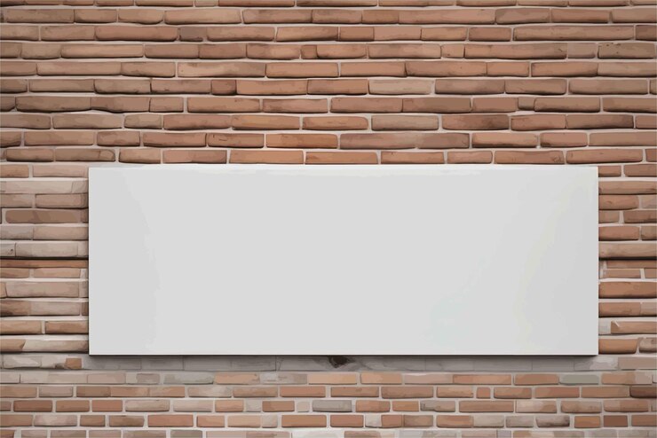 Vettore cartellone bianco sul muro di mattoni 3 d renderblank poster bianco sul muro di mattoni 3 d rendering finto