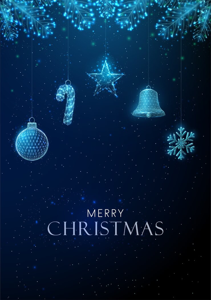 Cartolina d'auguri astratta del buon anno con i giocattoli d'attaccatura di Natale