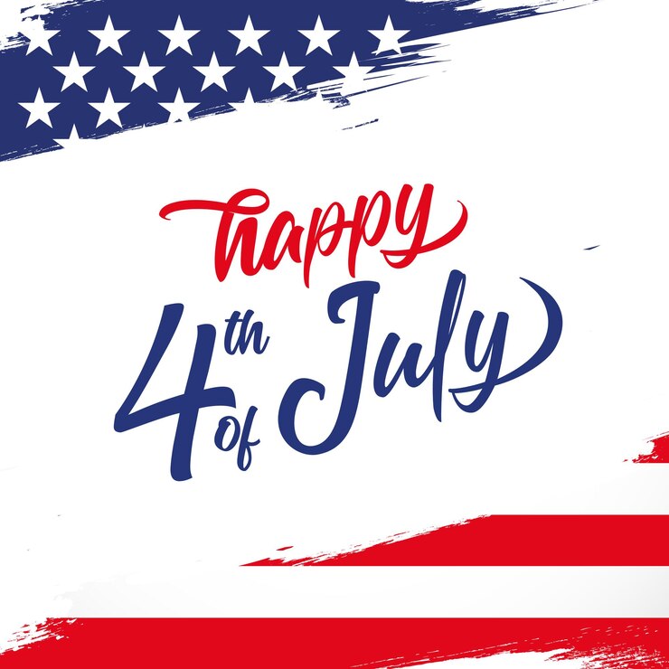 Vettore cartolina d'auguri del 4 luglio happy independence day con sfondo pennellata