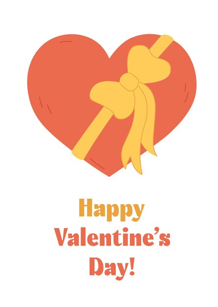 Cartolina d'auguri di buon San Valentino Simpatico cuore scarabocchiato con fiocco regalo legato e testo 14 febbraio
