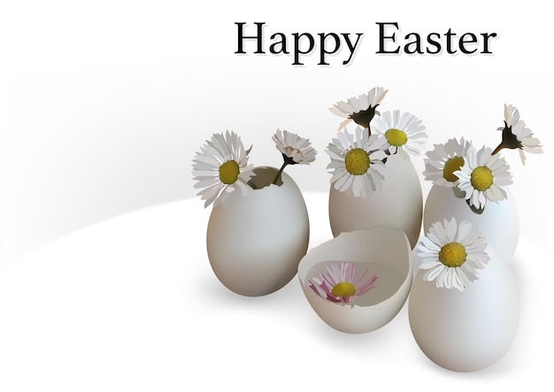 Cartolina d'auguri di buona Pasqua con uova decorate con fiori