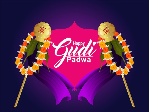 Cartolina d'auguri di felice gudi padwa celebrazione