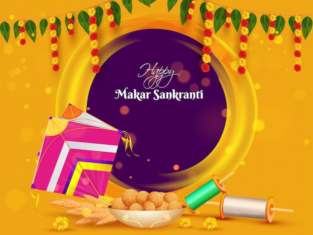 Cartolina d'auguri di felice Makar Sankranti