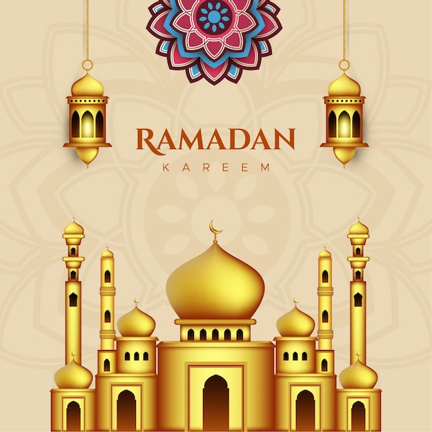 Cartolina d'auguri di ramadan kareem in stile carta
