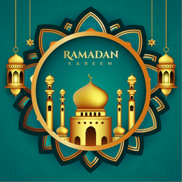 Cartolina d'auguri di ramadan kareem in stile carta