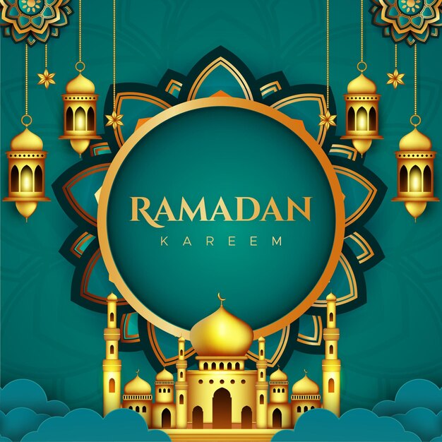 Cartolina d'auguri di ramadan kareem in stile carta