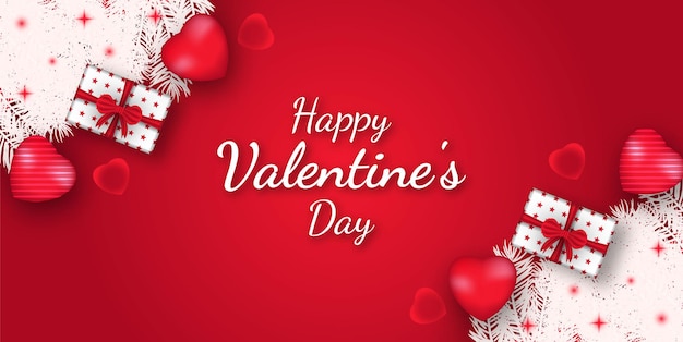 Cartolina d'auguri di San Valentino felice con cuore e confezione regalo