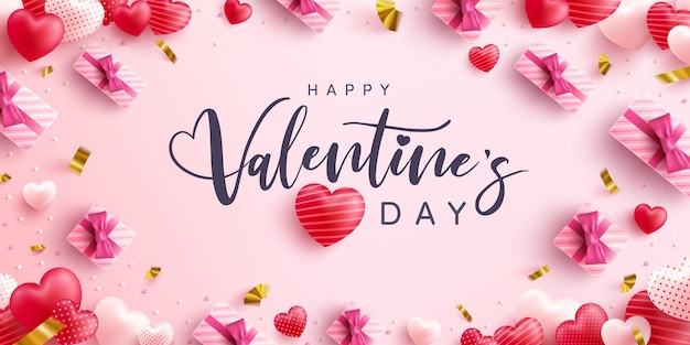 Cartolina d'auguri di San Valentino felice con scritte