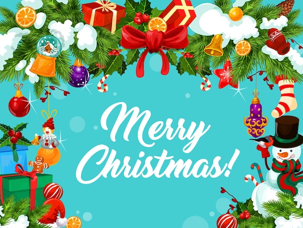 Cartolina d'auguri di vettore dell'ornamento di desiderio di buon Natale
