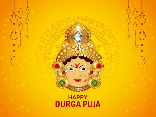 Cartolina d'auguri felice di celebrazione del festival religioso indiano di durga puja