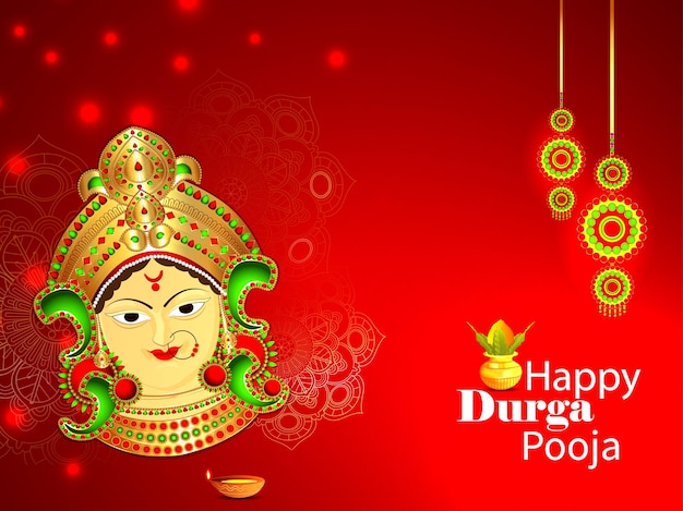 Cartolina d'auguri felice di celebrazione di durga puja con illustrazione vettoriale