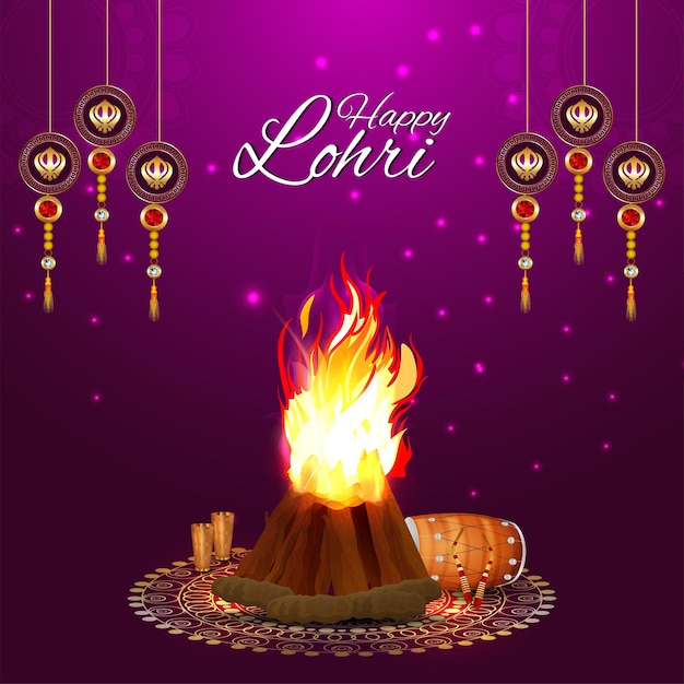 Cartolina d'auguri felice di lohri o celebrazione della bandiera