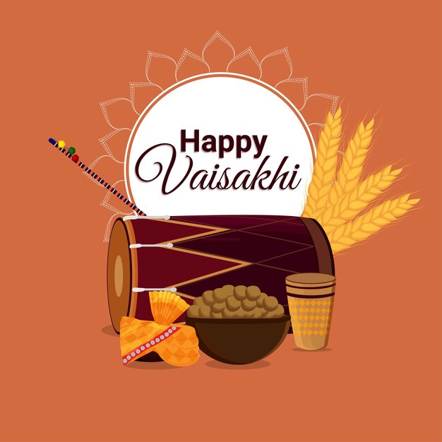 Cartolina d'auguri felice di vaisakhi con l'illustrazione