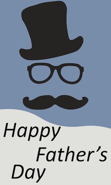 Cartolina d'auguri per la festa del papà felice con i baffi del cappello di design tipografico e lo sfondo del motivo ripetuto