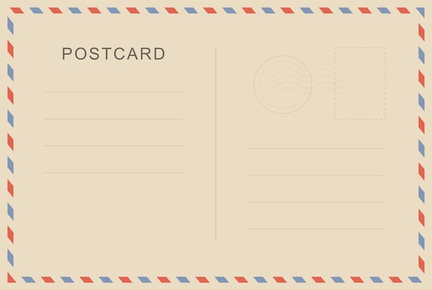 Cartolina d'epoca con struttura della carta Modello di cartolina di viaggio Design della carta postale Cartolina postale vettoriale vuota