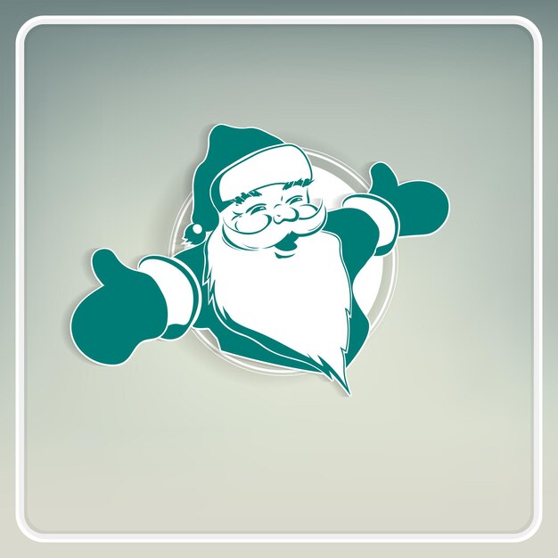 Cartolina di Natale verde chiaro con la sagoma di Babbo Natale