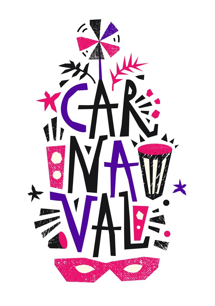 Vettore cartolina poster di carnevale vettoriale con elementi disegnati a mano evento popolare in brasile festive mood carnaval title
