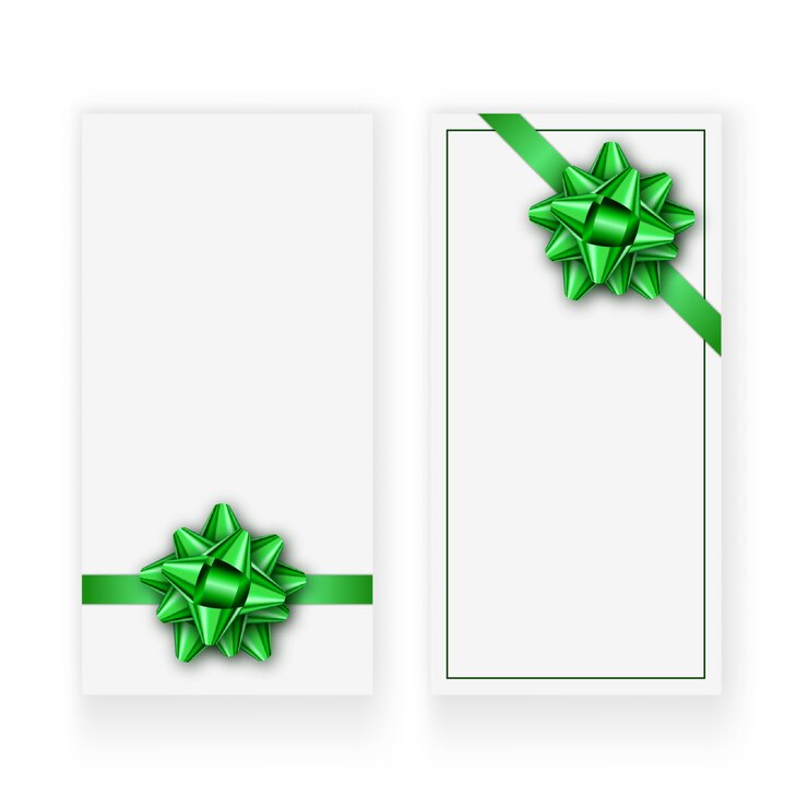 Cartoline d'auguri bianche verticali con un arco verde e un'ombra realistica