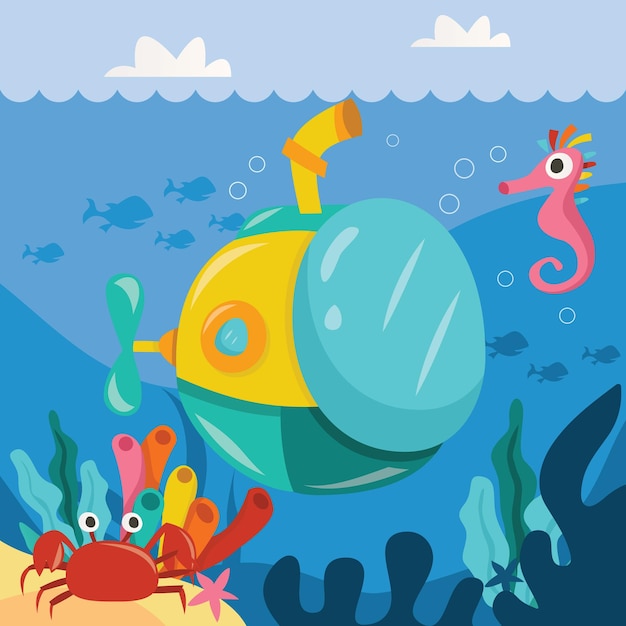Cartone animato Aqua sottomarino sott'acqua