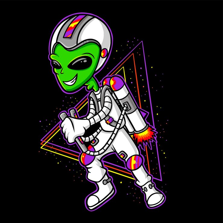 Vettore cartone animato astronauta alieno