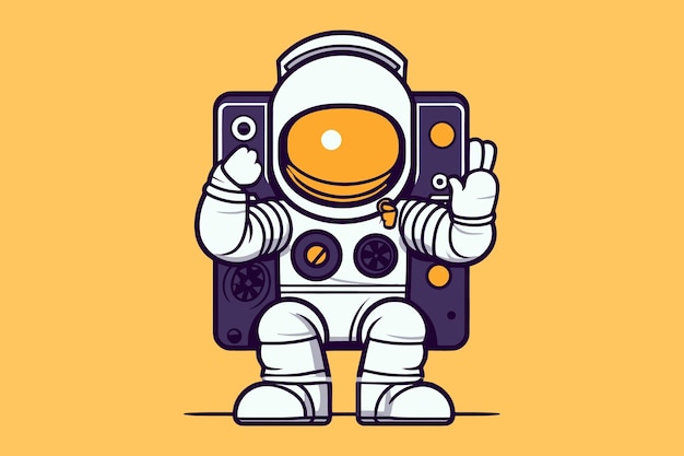 Cartone animato astronauta che indossa tuta spaziale Modello unico di design vettoriale per sublimazione della maglietta con logo mascotte