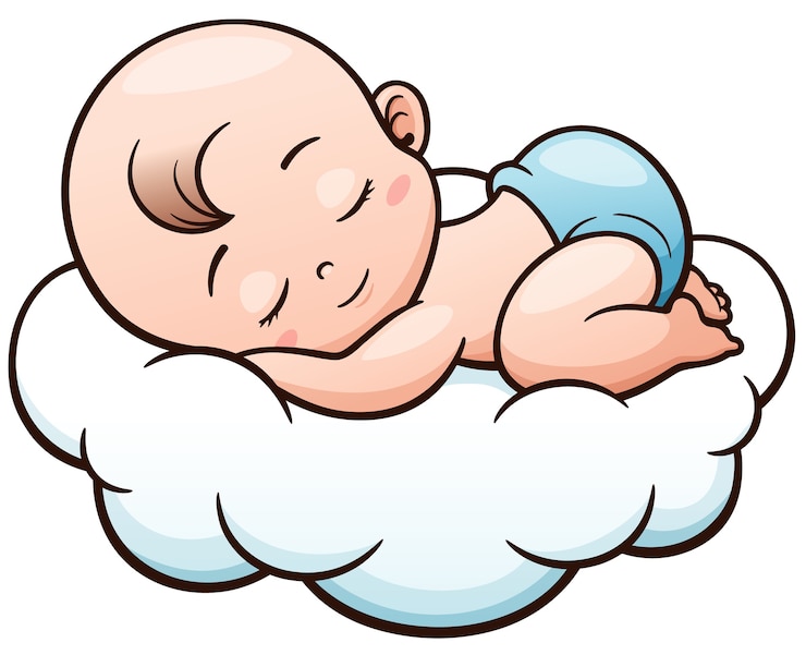 Cartone animato Baby dormendo su una nuvola