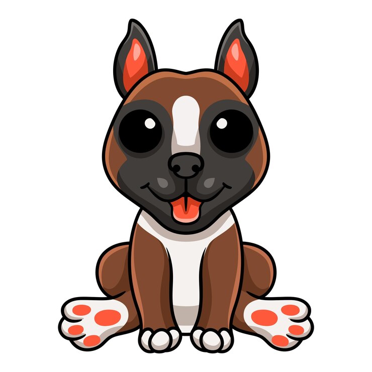 Cartone animato carino piccolo cane boxer