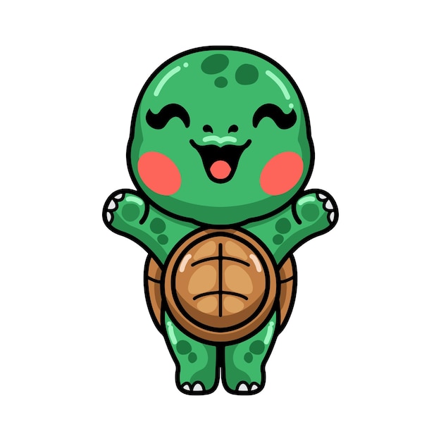 Cartone animato carino tartaruga alzando le mani