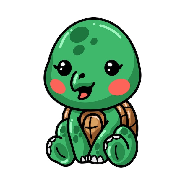 Cartone animato carino tartaruga seduto baby