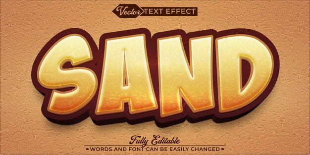 Cartone animato Desert Sand Vector Modello di effetti di testo modificabili