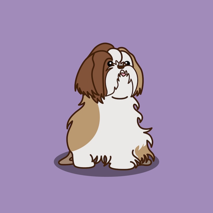 Vettore cartone animato di cane shih tzu