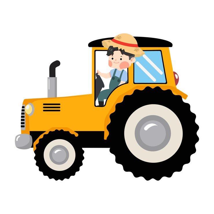 Cartone animato di Farmer Drive Yellow Tractor