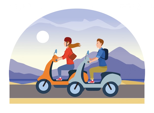 Cartone animato di motociclette scooter scooter