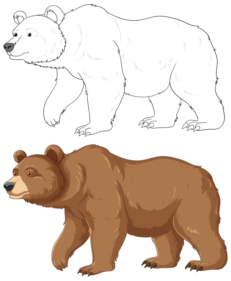 Vettore cartone animato di orso grizzly