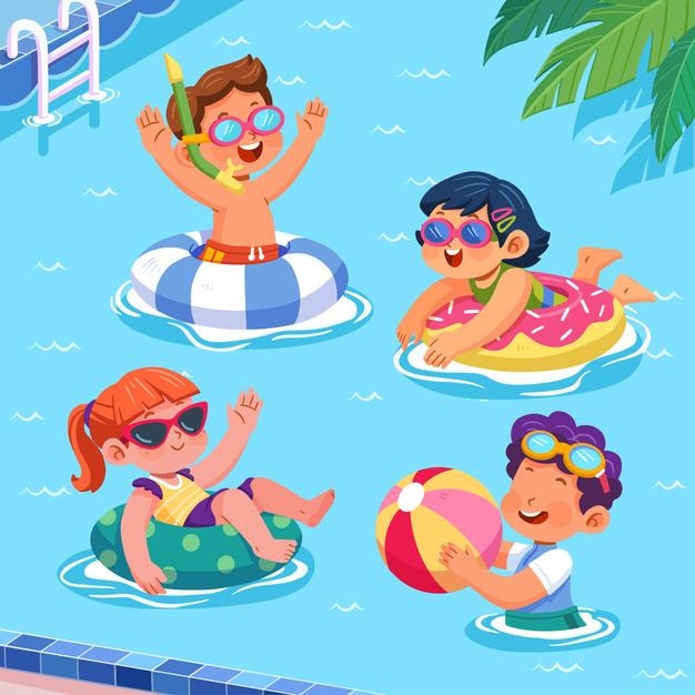 cartone animato di piscina