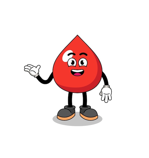 Cartone animato di sangue con design del personaggio di posa di benvenuto