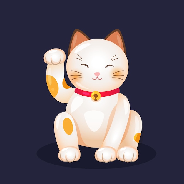 Cartone animato gatto fortunato giapponese maneki neko