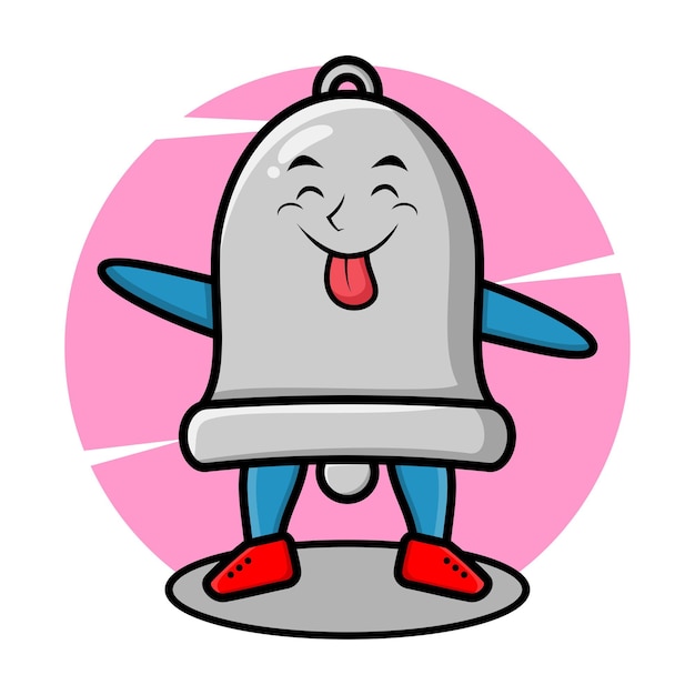 Cartone animato mascotte campana con espressione appariscente in stile carino per elemento logo adesivo tshirt