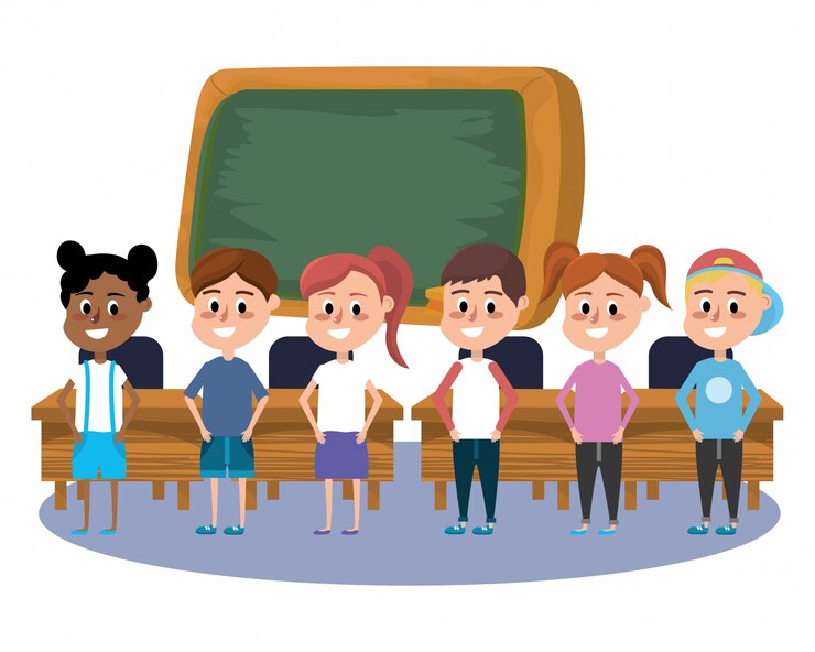 Vettore cartone animato scuola elementare