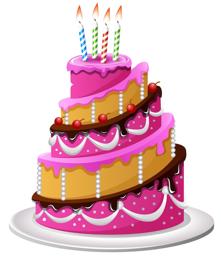 Vettore cartone animato torta di compleanno