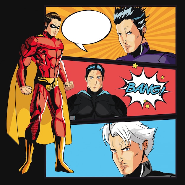 Cartone animato uomo supereroe