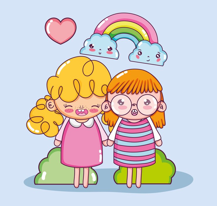 Vettore cartoni animati di belle ragazze
