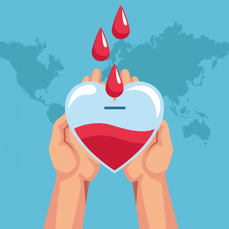Vettore cartoni di carità per la donazione del sangue